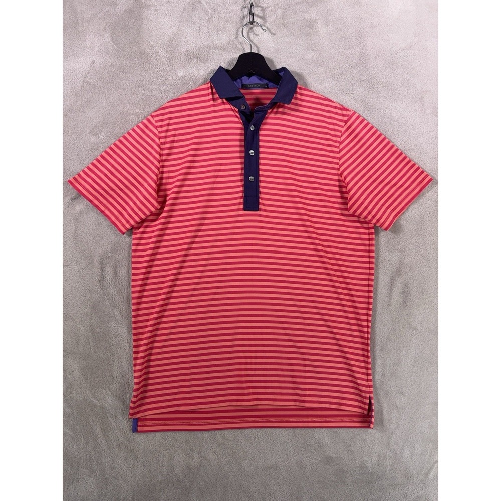 Greyson Clothiers Polo Shirt Mens Medium Red Striped Performance Stretch Golf